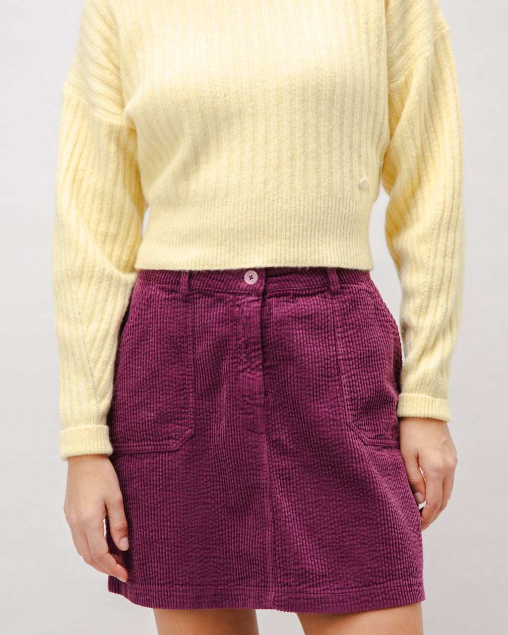 Corduroy Short Skirt Grape