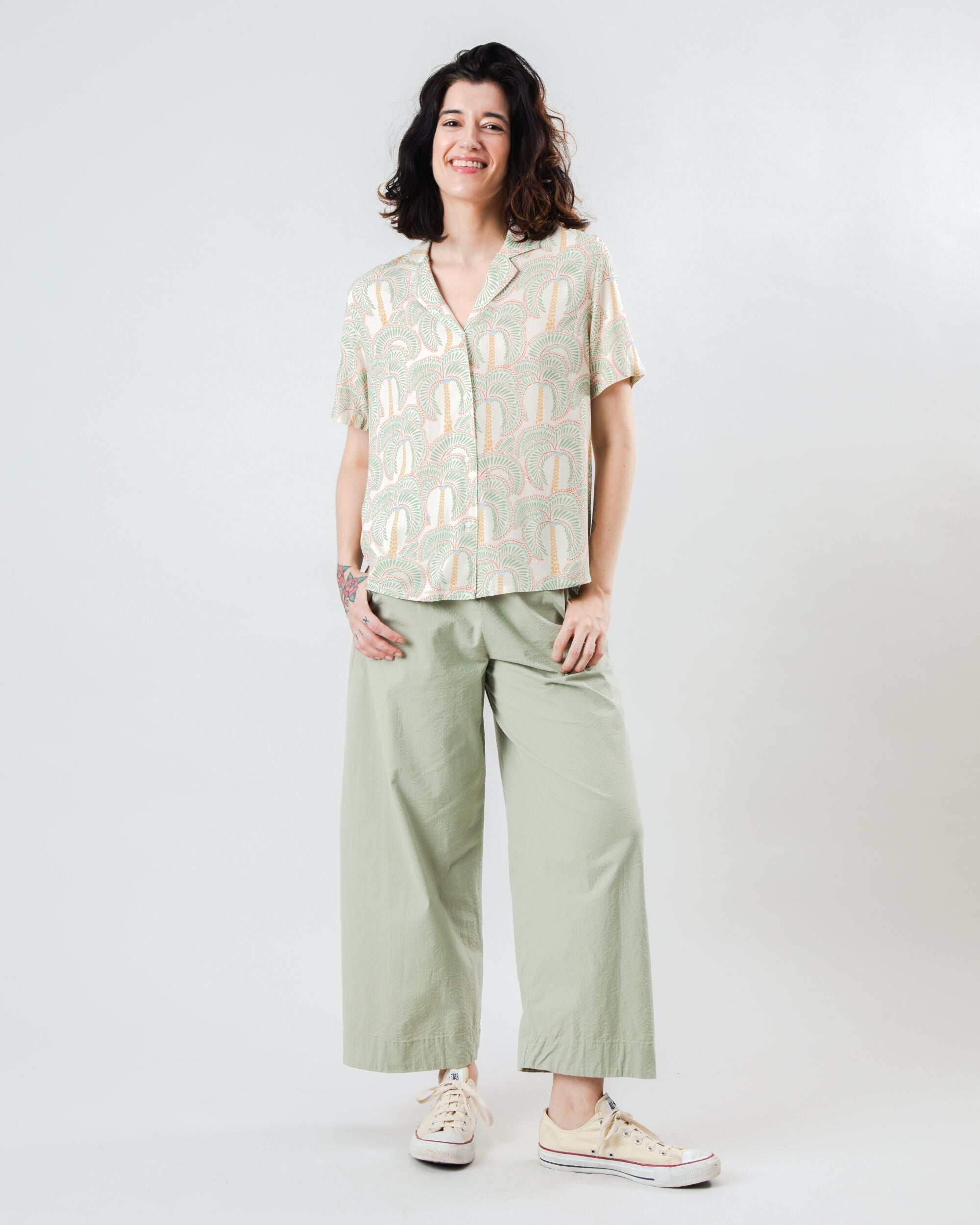 Borneo Aloha Blouse Ecru