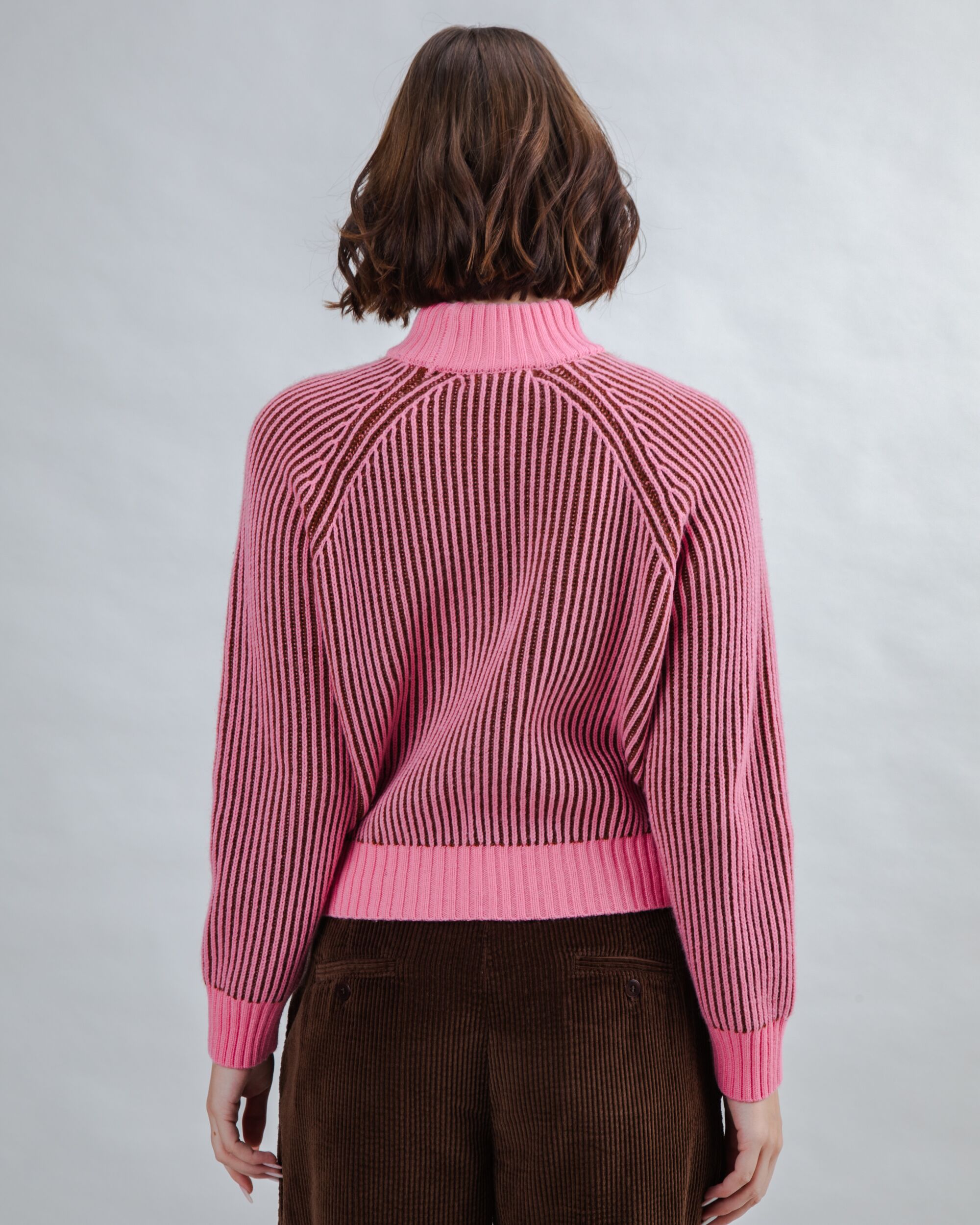 Bicolor Wool Cropped Sweater Pink