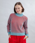 Bicolor Wool Cropped Sweater Blue