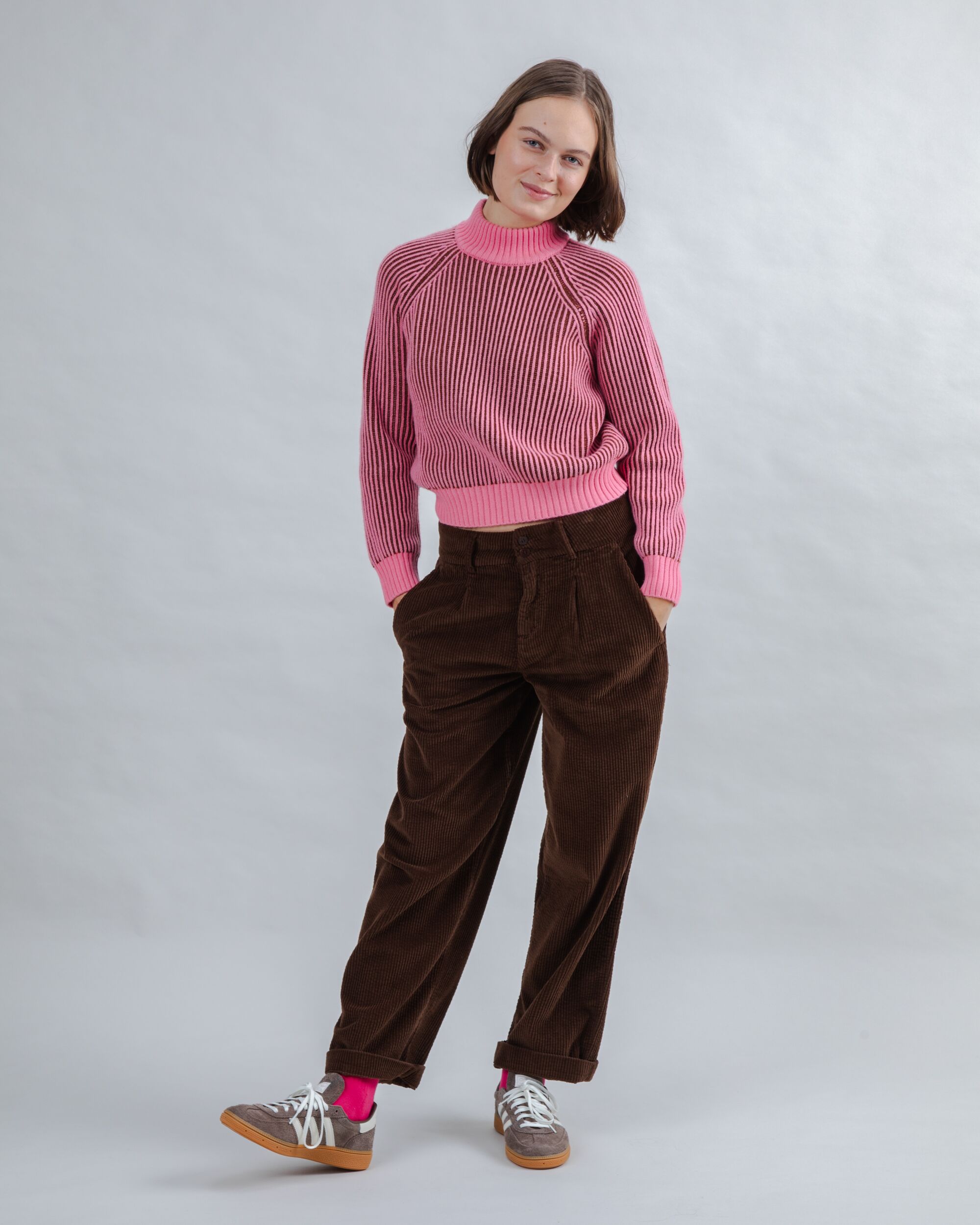 Corduroy Pleated Pants Chocolate